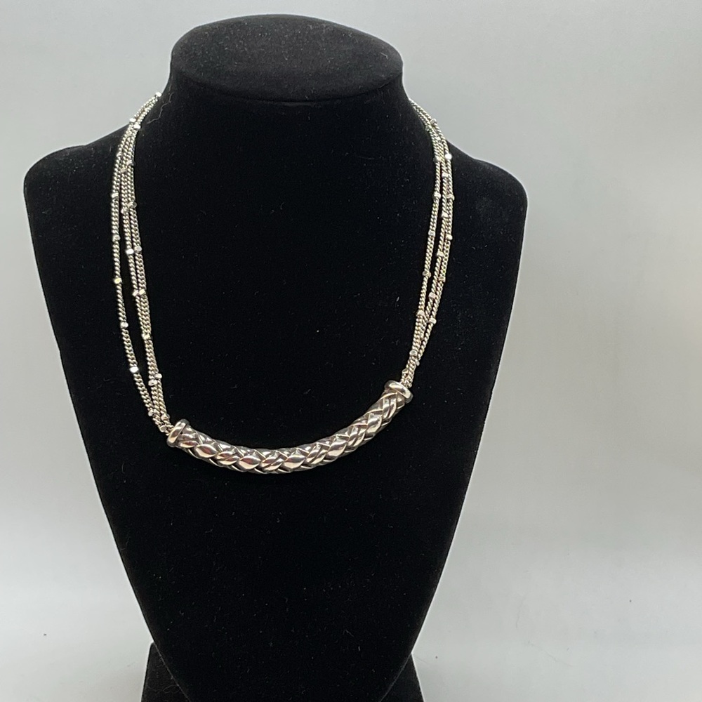 Brighton Silver Plated Woven Bar Collar Necklace